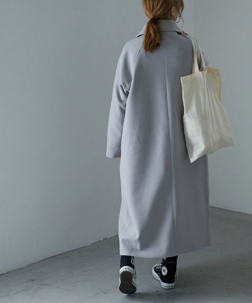 etoll.（エトル）の「ウールライク ステンカラーロングコート（ステンカラーコート・レディース・ブラック/グレー/ベージュ/オレンジ/グリーン/ブラウン・M）」の13枚目の写真