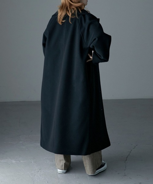 etoll.（エトル）の「ウールライク ステンカラーロングコート（ステンカラーコート・レディース・ブラック/グレー/ベージュ/オレンジ/グリーン/ブラウン・M）」の14枚目の写真