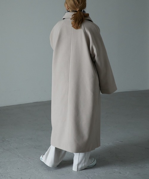 etoll.（エトル）の「ウールライク ステンカラーロングコート（ステンカラーコート・レディース・ブラック/グレー/ベージュ/オレンジ/グリーン/ブラウン・M）」の20枚目の写真