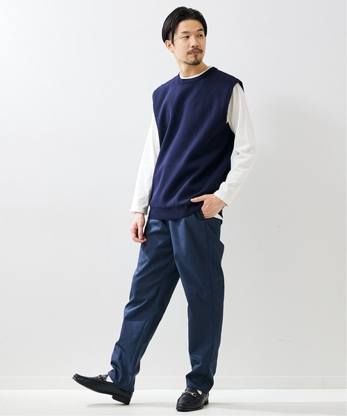 417 EDIFICE（フォーワンセブンエディフィス）の「【カットソー+ニットの2点セット】ミラノリブ レイヤードベスト（ベスト・メンズ・ネイビー/ホワイト・LARGE/MEDIUM）」の5枚目の写真