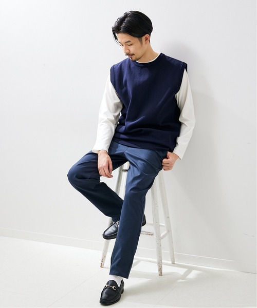 417 EDIFICE（フォーワンセブンエディフィス）の「【カットソー+ニットの2点セット】ミラノリブ レイヤードベスト（ベスト・メンズ・ネイビー/ホワイト・LARGE/MEDIUM）」の6枚目の写真