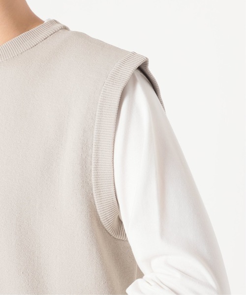 417 EDIFICE（フォーワンセブンエディフィス）の「【カットソー+ニットの2点セット】ミラノリブ レイヤードベスト（ベスト・メンズ・ネイビー/ホワイト・LARGE/MEDIUM）」の13枚目の写真