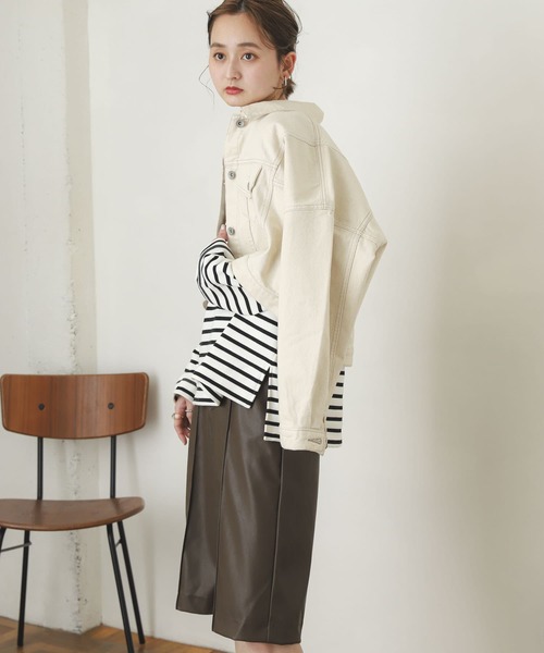 SENSE OF PLACE by URBAN RESEARCH（センスオブプレイスバイアーバンリサーチ）の「タックスリーブショートGジャン（デニムジャケット・レディース・アイボリー/ライトインディゴブルー/ワンウォッシュ・ONE）」の11枚目の写真