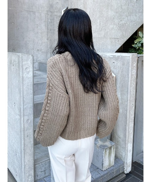 ENVYM（アンビー）の「ボールＣＡＢＬＥ ＫＮＩＴ（ニット/セーター・レディース・ホワイト/モカ/ブラック・FREE）」の4枚目の写真