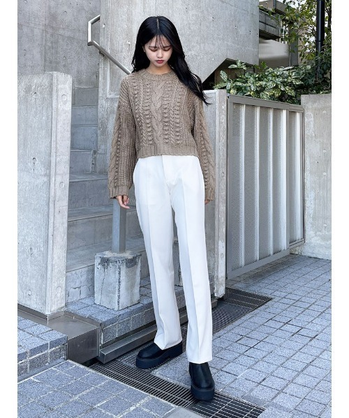 ENVYM（アンビー）の「ボールＣＡＢＬＥ ＫＮＩＴ（ニット/セーター・レディース・ホワイト/モカ/ブラック・FREE）」の6枚目の写真