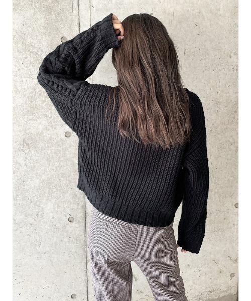 ENVYM（アンビー）の「ボールＣＡＢＬＥ ＫＮＩＴ（ニット/セーター・レディース・ホワイト/モカ/ブラック・FREE）」の9枚目の写真