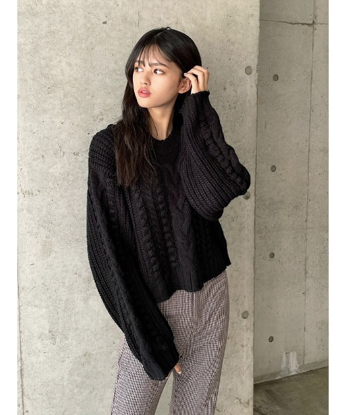 ENVYM（アンビー）の「ボールＣＡＢＬＥ ＫＮＩＴ（ニット/セーター・レディース・ホワイト/モカ/ブラック・FREE）」の11枚目の写真