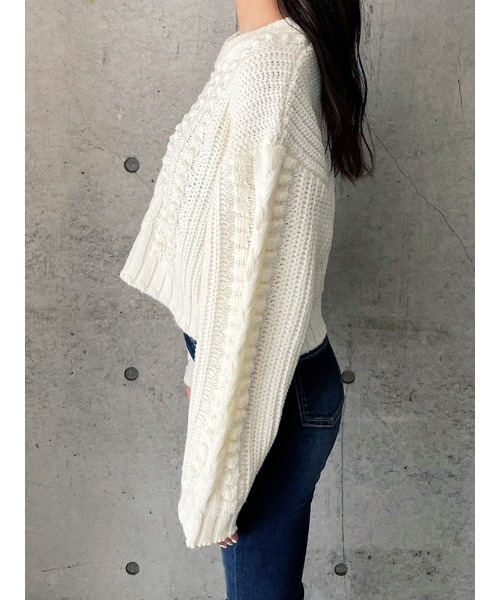 ENVYM（アンビー）の「ボールＣＡＢＬＥ ＫＮＩＴ（ニット/セーター・レディース・ホワイト/モカ/ブラック・FREE）」の15枚目の写真