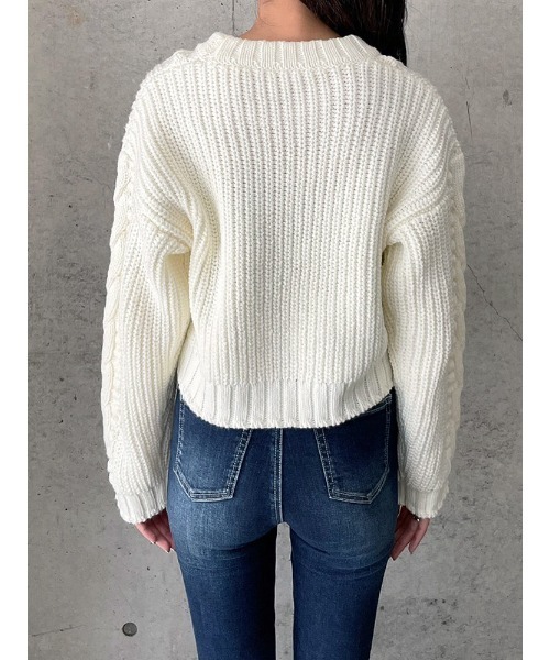 ENVYM（アンビー）の「ボールＣＡＢＬＥ ＫＮＩＴ（ニット/セーター・レディース・ホワイト/モカ/ブラック・FREE）」の16枚目の写真