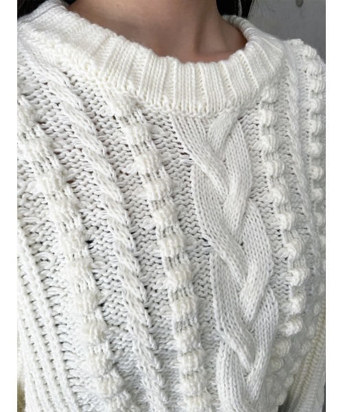 ENVYM（アンビー）の「ボールＣＡＢＬＥ ＫＮＩＴ（ニット/セーター・レディース・ホワイト/モカ/ブラック・FREE）」の17枚目の写真