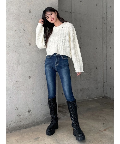 ENVYM（アンビー）の「ボールＣＡＢＬＥ ＫＮＩＴ（ニット/セーター・レディース・ホワイト/モカ/ブラック・FREE）」の18枚目の写真