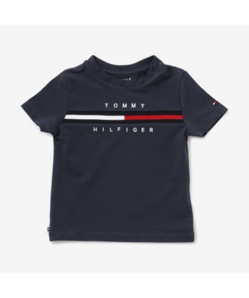 TOMMY HILFIGER（トミーヒルフィガー）の「BABY リブインサートショートスリーブTシャツ（Tシャツ/カットソー・キッズ・ホワイト/ネイビー/ピンク・80ｃｍ/90cm/75cm）」の3枚目の写真