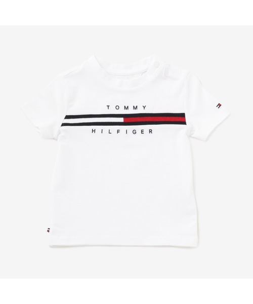 TOMMY HILFIGER（トミーヒルフィガー）の「BABY リブインサートショートスリーブTシャツ（Tシャツ/カットソー・キッズ・ホワイト/ネイビー/ピンク・80ｃｍ/90cm/75cm）」の2枚目の写真