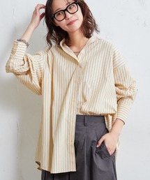 CIAOPANIC TYPY | □バンドカラーストライプBIGシャツ(シャツ/ブラウス)