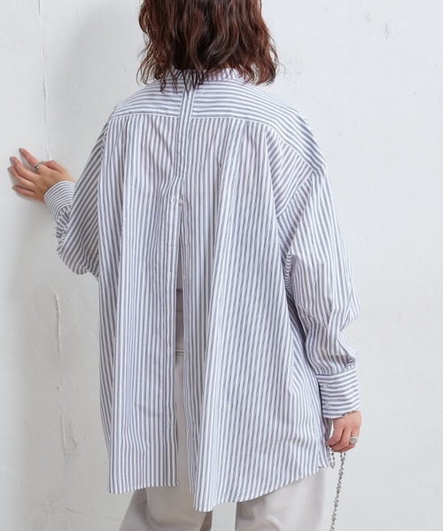 CIAOPANIC TYPY（チャオパニックティピー）の「□バンドカラーストライプBIGシャツ（シャツ/ブラウス・レディース・オフホワイト/ピンク/イエロー・ONE SIZE）」の7枚目の写真