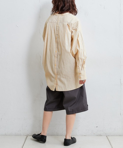 CIAOPANIC TYPY（チャオパニックティピー）の「□バンドカラーストライプBIGシャツ（シャツ/ブラウス・レディース・オフホワイト/ピンク/イエロー・ONE SIZE）」の21枚目の写真