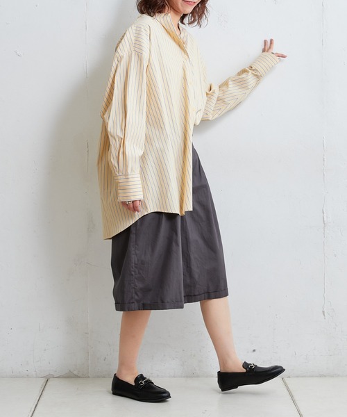 CIAOPANIC TYPY（チャオパニックティピー）の「□バンドカラーストライプBIGシャツ（シャツ/ブラウス・レディース・オフホワイト/ピンク/イエロー・ONE SIZE）」の22枚目の写真