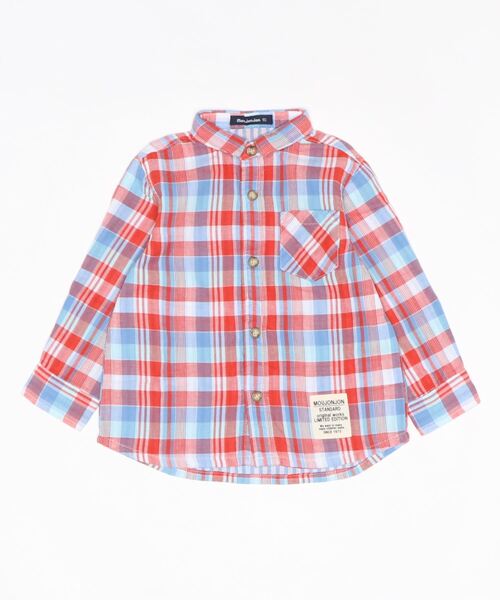 Moujonjon(ムージョンジョン)の「二重織チェックシャツ(シャツ/ブラウス・キッズ・レッド/ブルー・100/140/90/130/110/120)」の2枚目の写真