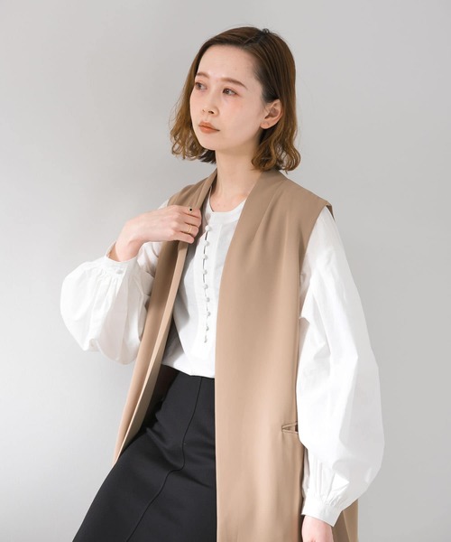 UR Lab.（アーバンリサーチラボ）の「スタンドカラーボタンブラウス（シャツ/ブラウス・レディース・スミクロ/ホワイト/オレンジ・FREE）」の21枚目の写真