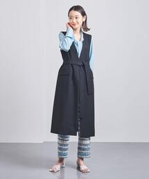 UNITED ARROWS | ＜UNITED ARROWS＞R/PU Vノーカラー ロングベスト B(その他アウター)