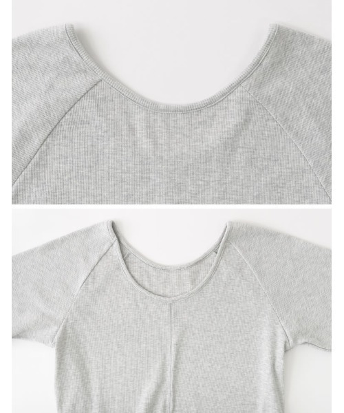 Re:EDIT(リエディ)の「バックオープンテレコリブトップス(Tシャツ/カットソー・レディース・グレー/ブラック/アイボリー・MEDIUM)」の15枚目の写真