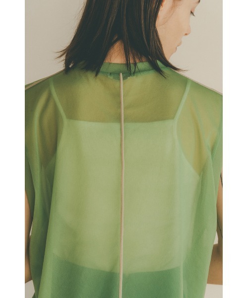 CLANE - CLANE クラネ LINE SHEER L/S TOPS GREEN CLANE - COLOR LINE SHEER LONG SLEEVE TOPS - MOSS GREEN