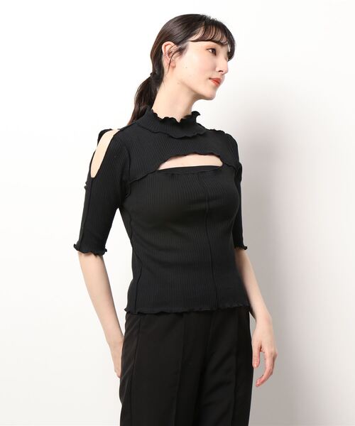 lilLilly（リルリリー）の「カットアウトリブトップス（Tシャツ/カットソー・レディース・ホワイト/ピンク/ブルー/ブラック×ブラック/ブラック×ホワイト・FREE）」の20枚目の写真