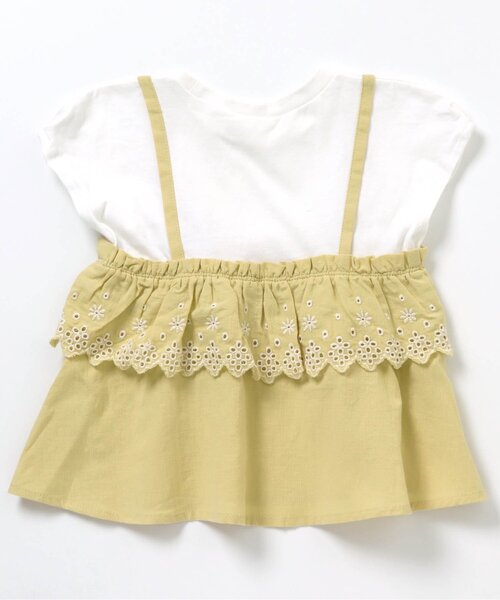 apres les cours（アプレレクール）の「レースドッキングTシャツ（Tシャツ/カットソー・キッズ・イエロー/エメラルド/ローズ・80/110/120/130/100/90/140）」の6枚目の写真