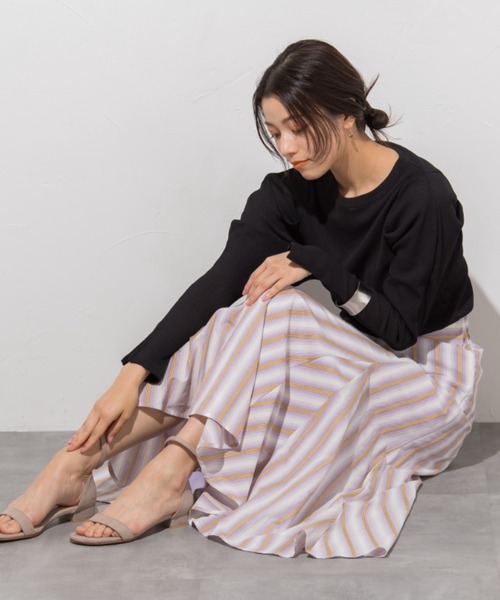 【WEB別注】ストライプコットンフレアスカート