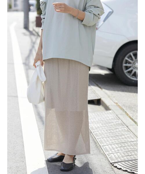 AMERICAN HOLIC(アメリカンホリック)の「透かし編みニットタイトスカート(スカート・レディース・ブラック/ライトベージュ・S/M/L)」の4枚目の写真