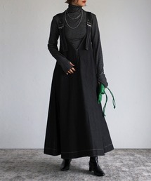 UNFIELD | 【2022 S/S New Arrival】デニム配色ステッチ2Wayジャンスカ(ジャンパースカート)