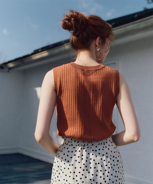 titivate（ティティベイト）の「ﾗﾝﾀﾞﾑﾘﾌﾞﾉｰｽﾘｰﾌﾞﾆｯﾄﾄｯﾌﾟｽ（Tシャツ/カットソー・レディース・アイボリー/ライトブルー/ブラウン/ブラック・S/M/L）」の13枚目の写真