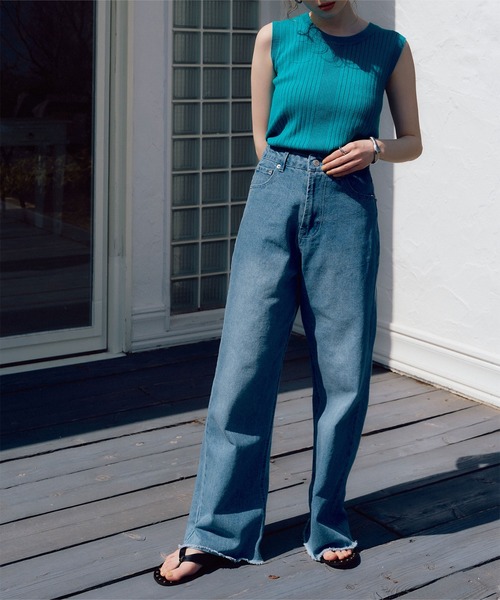 titivate（ティティベイト）の「ﾗﾝﾀﾞﾑﾘﾌﾞﾉｰｽﾘｰﾌﾞﾆｯﾄﾄｯﾌﾟｽ（Tシャツ/カットソー・レディース・アイボリー/ライトブルー/ブラウン/ブラック・S/M/L）」の14枚目の写真