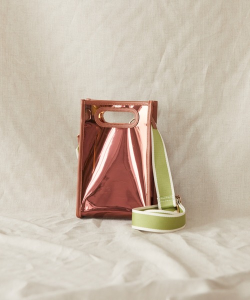 AMERICAN HOLIC（アメリカンホリック）の「配色ベルト付メタリックレコードミニバッグ（ショルダーバッグ・レディース・ホワイト/ブラウン/イエロー・FREE）」の3枚目の写真