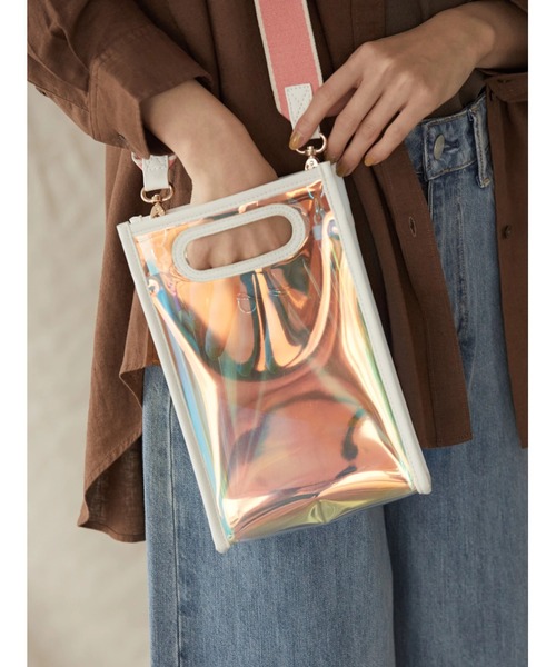 AMERICAN HOLIC（アメリカンホリック）の「配色ベルト付メタリックレコードミニバッグ（ショルダーバッグ・レディース・ホワイト/ブラウン/イエロー・FREE）」の16枚目の写真