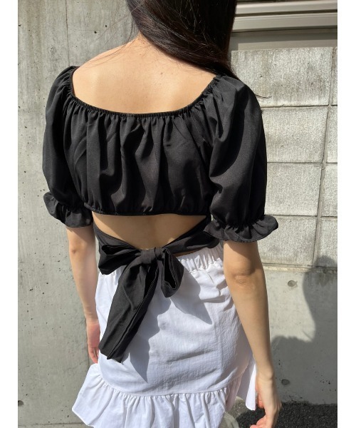 WC（ダブル シー）の「バックリボンショートブラウス（シャツ/ブラウス・レディース・ホワイト/ブラック/サックスブルー・FREE）」の12枚目の写真