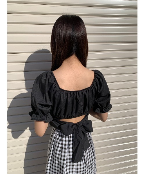 WC（ダブル シー）の「バックリボンショートブラウス（シャツ/ブラウス・レディース・ホワイト/ブラック/サックスブルー・FREE）」の15枚目の写真