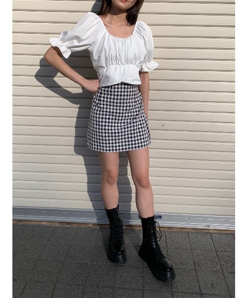 WC（ダブル シー）の「バックリボンショートブラウス（シャツ/ブラウス・レディース・ホワイト/ブラック/サックスブルー・FREE）」の6枚目の写真