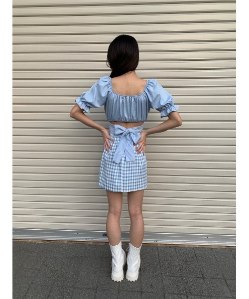 WC（ダブル シー）の「バックリボンショートブラウス（シャツ/ブラウス・レディース・ホワイト/ブラック/サックスブルー・FREE）」の7枚目の写真