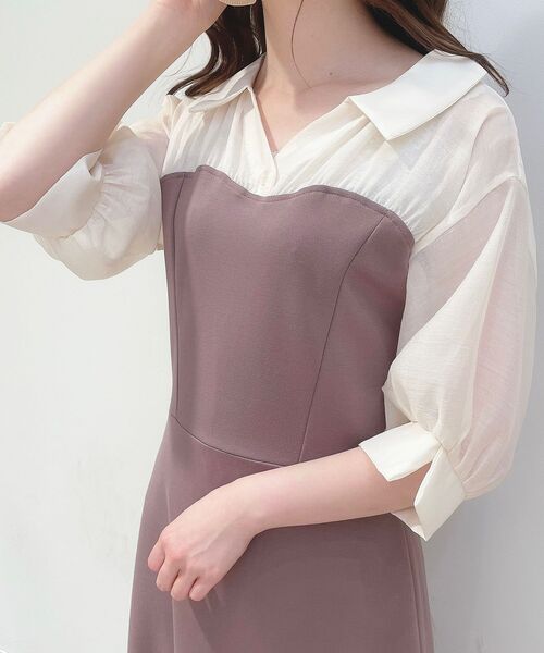 MAJESTIC LEGON（マジェスティックレゴン）の「シャツドッキングカットワンピ（ワンピース・レディース・グレー/モカ/ベージュ・MEDIUM）」の9枚目の写真