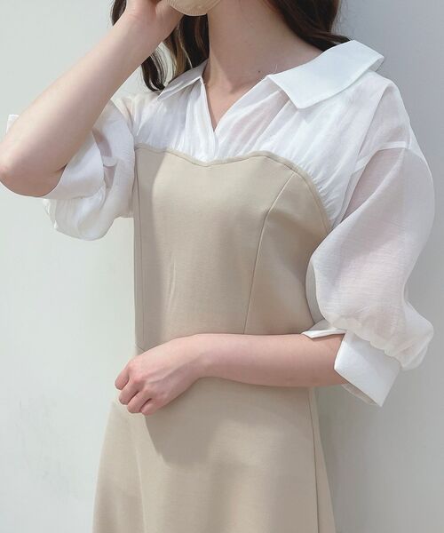 MAJESTIC LEGON（マジェスティックレゴン）の「シャツドッキングカットワンピ（ワンピース・レディース・グレー/モカ/ベージュ・MEDIUM）」の15枚目の写真