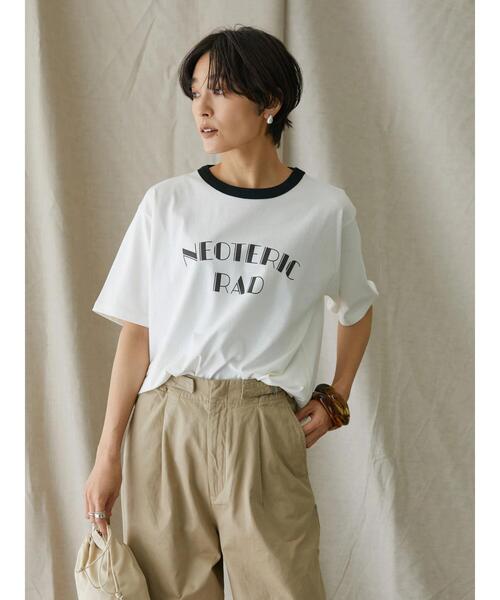 AMERICAN HOLIC(アメリカンホリック)の「リンガーロゴ半袖カットプルオーバー(Tシャツ/カットソー・レディース・オフホワイト/アイボリー・M/L)」の7枚目の写真