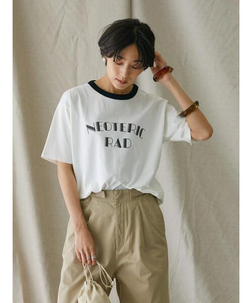 AMERICAN HOLIC(アメリカンホリック)の「リンガーロゴ半袖カットプルオーバー(Tシャツ/カットソー・レディース・オフホワイト/アイボリー・M/L)」の9枚目の写真