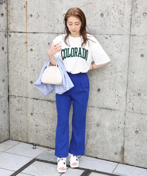 HONEYSUCKLE ROSE（ハニーサックルローズ）の「【HONEYSUCKLE ROSE】カットカラーフレアパンツ（その他パンツ・レディース・ブラック/レッド/オレンジ/ブルー/グリーン・L/M）」の13枚目の写真