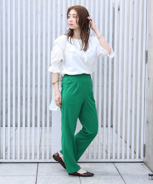 HONEYSUCKLE ROSE（ハニーサックルローズ）の「【HONEYSUCKLE ROSE】カットカラーフレアパンツ（その他パンツ・レディース・ブラック/レッド/オレンジ/ブルー/グリーン・L/M）」の11枚目の写真