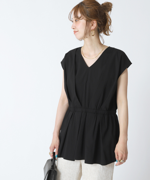 B.C STOCK（ベーセーストック）の「ウエストタック カシュ風ブラウス（シャツ/ブラウス・レディース・ブラック/アイボリー・FREE）」の4枚目の写真