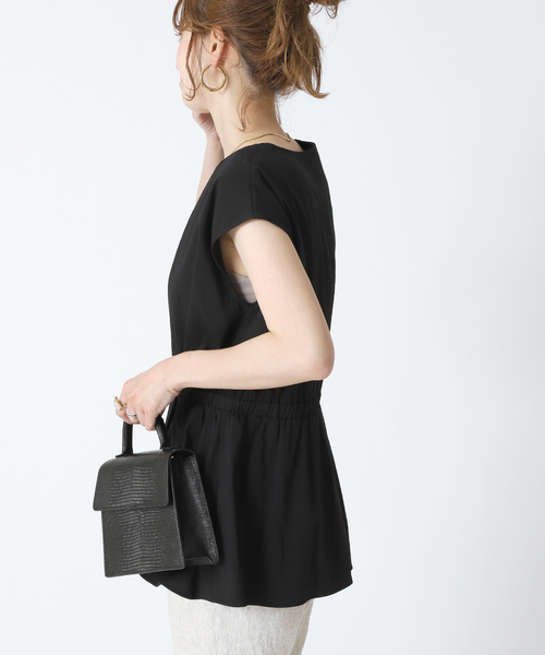 B.C STOCK（ベーセーストック）の「ウエストタック カシュ風ブラウス（シャツ/ブラウス・レディース・ブラック/アイボリー・FREE）」の5枚目の写真