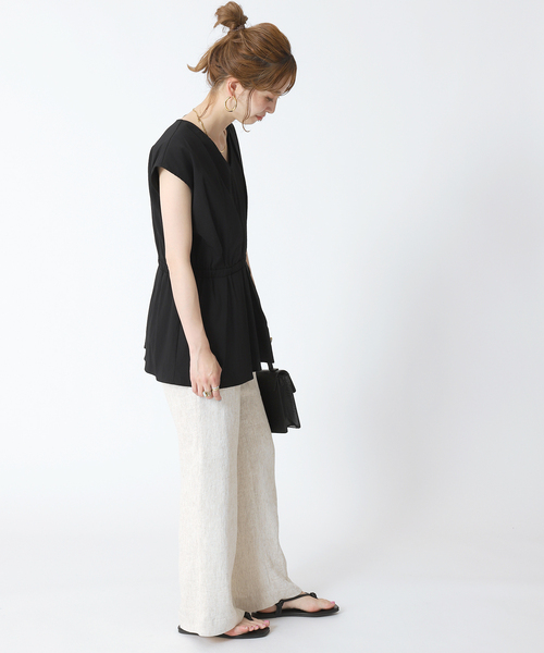 B.C STOCK（ベーセーストック）の「ウエストタック カシュ風ブラウス（シャツ/ブラウス・レディース・ブラック/アイボリー・FREE）」の7枚目の写真