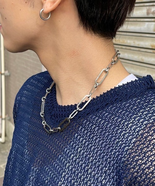 Chikashitsu +(チカシツプラス)の「【Chikashitsu +/チカシツプラス】choker chain necklace/チョーカー チェーン ネックレス 鎖 ストリート アクセ(ネックレス・メンズ・シルバー・ONE SIZE)」の2枚目の写真