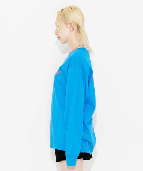 X-girl（エックスガール）の「GREEK LOGO L/S TEE/バックプリント ロンT/長袖Tシャツ（Tシャツ/カットソー・レディース・ブルー/ホワイト/ブラック・L/XL/M/S）」の18枚目の写真